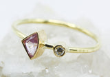 Fan-Shaped Pink Stone Ring in 18k Gold with Clear Accent — product view 5
