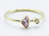 Fan-Shaped Pink Stone Ring in 18k Gold with Clear Accent — product view 6