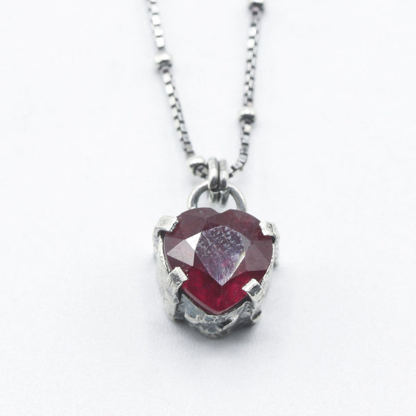 3 Carat Heart Ruby Pendant Necklace