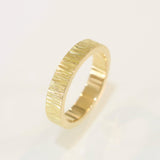 Gold ring 4 mm rectangle 18k gold with texture design, wedding rings, promise rings, for her, gold wedding, Yellow gold, mens weddings