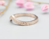Rose gold crown design ring with hammer texture band, rose gold ring, Rose gold wedding, Engagement Ring, promise ring, wedding ring