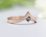 Multi grey sapphire ring 14k Rose gold crown design with line texture band