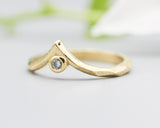 Diamond ring 14k gold crown design with geometric design band