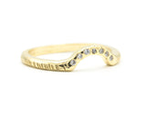 14k gold with line texture design band ring with tiny 7 diamond on the center