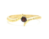 Bypass style ring 14k gold with round garnet at the center, gold ring, gold, garnet ring, 14k gold, garnet