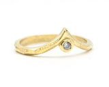 Diamond ring 14k gold crown design with geometric design band