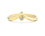 Diamond ring 14k gold crown design with geometric design band