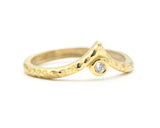 Diamond ring 14k gold crown design with hammer texture design band