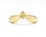 Aquamarine ring 14k gold crown design with texture thick band