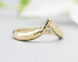 Aquamarine ring 14k gold crown design with texture thick band