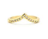 14k gold with hammer texture design band ring with tiny 15 diamond on the center