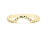 14k gold with line texture design band ring with tiny 7 diamond on the center