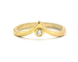 Diamond ring 14k gold crown design with wood texture design band