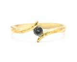 Bypass style ring 14k gold with round multi grey sapphire at the center, gold ring, gold, sapphire, multi grey sapphire ring, 14k gold