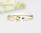 Square cushion Diamond  ring in bezel setting with 18k gold band