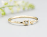 Square cushion Diamond  ring in bezel setting with 18k gold band
