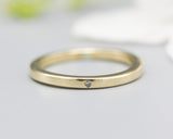 Simple wedding band 1.8 mm rectangle 18k gold ring with 1 mm diamond