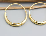 Hammer texture 18k gold hoop dangle earrings