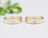 Set of his and her wedding bands ring in 18k gold in high polished band
