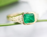 1.332 ct. Emerald Emerald cut 14k gold Bezel Signet Ring