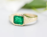 1.332 ct. Emerald Emerald cut 14k gold Bezel Signet Ring