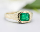 1.332 ct. Emerald Emerald cut 14k gold Bezel Signet Ring