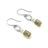Rectangle Labradorite earrings with silver marquise shape and oxidized sterling silver hooks style