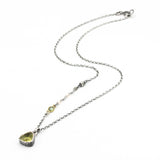 Trillion cut Lemon quartz pendant necklace with oxidized sterling silver chain