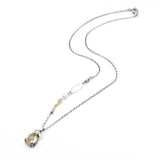 Teardrop Rutilated quartz necklace in silver bezel and prongs setting sterling silver chain