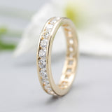 18k yellow gold band with diamond full eternity ring