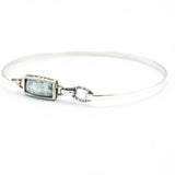 Paraiba Kyanite bangle bracelet in silver bezel setting with sterling silver high polish finished band