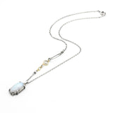 Moonstone pendant necklace in sterling silver bezel and prongs setting with sterling silver chain