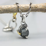 Elegant Grey Spinel Pendant Necklace Sterling Silver Bezel and Prong Setting on 17 inches Chain