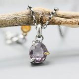 Violet Spinel Pendant Necklace Sterling Silver Bezel and Prong Setting