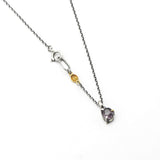 Violet Spinel Pendant Necklace Sterling Silver Bezel and Prong Setting