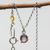 Deep Pink Spinel Pendant Necklace  Sterling Silver Bezel and Prong Setting