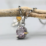 Violet Spinel Pendant Necklace Sterling Silver Bezel and Prong Setting