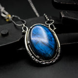 Elegant Oval Blue Labradorite Pendant Necklace