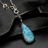 Mystical Teardrop Larimar & Blue Kyanite Pendant Necklace