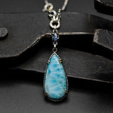 Mystical Teardrop Larimar & Blue Kyanite Pendant Necklace