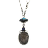 Enchanted Druzy Quartz and Gemstone Pendant Necklace A Symphony of Earth and Sky