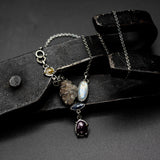 Celestial Harmony Gemstone Pendant Necklace  Rock Crystal, Moonstone, Kyanite and Ruby