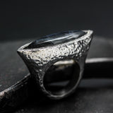 labradorite ring, blue labradorite ring, large labradorite ring, labradorite silver ring, statement ring, huge ring, chunky ring