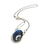 Elegant Oval Blue Labradorite Pendant Necklace