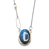 Elegant Oval Blue Labradorite Pendant Necklace