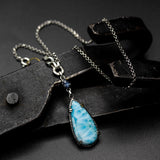 Mystical Teardrop Larimar & Blue Kyanite Pendant Necklace