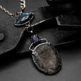 Enchanted Druzy Quartz and Gemstone Pendant Necklace A Symphony of Earth and Sky