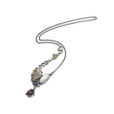 Celestial Harmony Gemstone Pendant Necklace  Rock Crystal, Moonstone, Kyanite and Ruby
