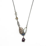 Celestial Harmony Gemstone Pendant Necklace  Rock Crystal, Moonstone, Kyanite and Ruby