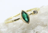 Marquise Green Stone Ring in 18k Gold with Clear Accent — product view 3